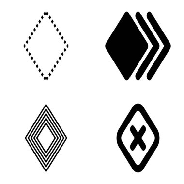 Rhombus Düz Simge Seti Beyaz Arkaplanda İzole Edildi