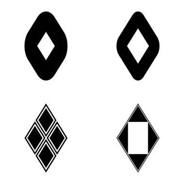 Rhombus Düz Simge Seti Beyaz Arkaplanda İzole Edildi