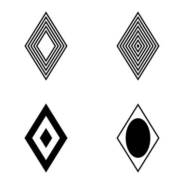 Rhombus Düz Simge Seti Beyaz Arkaplanda İzole Edildi