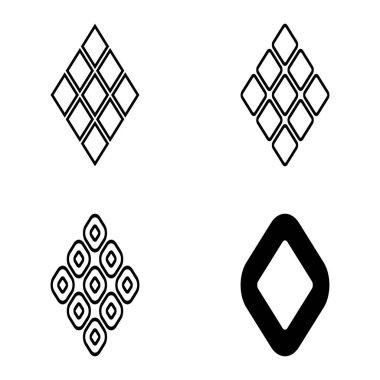 Rhombus Düz Simge Seti Beyaz Arkaplanda İzole Edildi