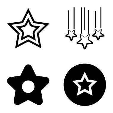 Yıldız1-2 Yıldız Şelalesi Düz Simge Seti Beyaz Arkaplanda İzole Edildi