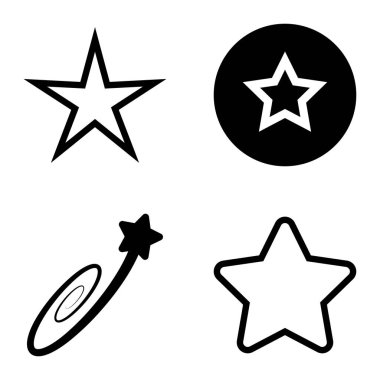 Yıldız1-2 Yıldız Şelalesi Düz Simge Seti Beyaz Arkaplanda İzole Edildi