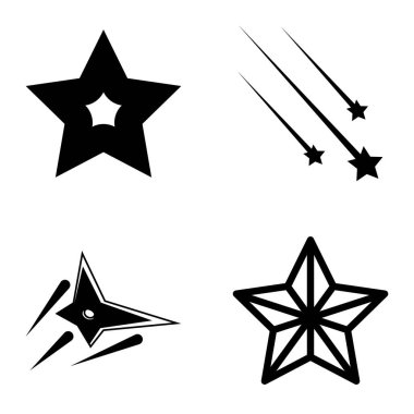 Yıldız1-2 Yıldız Şelalesi Düz Simge Seti Beyaz Arkaplanda İzole Edildi