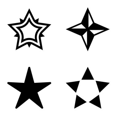 Yıldız1-2 Yıldız Şelalesi Düz Simge Seti Beyaz Arkaplanda İzole Edildi