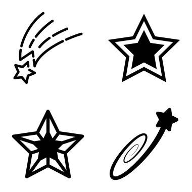 Yıldız1-2 Yıldız Şelalesi Düz Simge Seti Beyaz Arkaplanda İzole Edildi