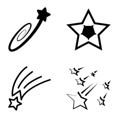 Yıldız1-2 Yıldız Şelalesi Düz Simge Seti Beyaz Arkaplanda İzole Edildi