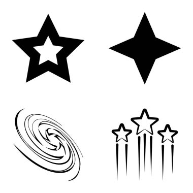 Yıldız1-2 Yıldız Şelalesi Düz Simge Seti Beyaz Arkaplanda İzole Edildi