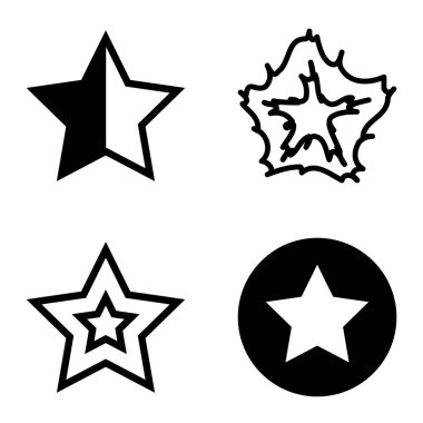 Yıldız1-2 Yıldız Şelalesi Düz Simge Seti Beyaz Arkaplanda İzole Edildi