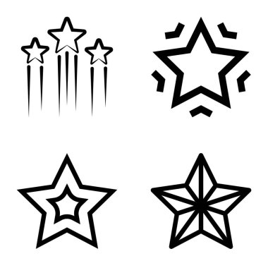 Yıldız1-2 Yıldız Şelalesi Düz Simge Seti Beyaz Arkaplanda İzole Edildi