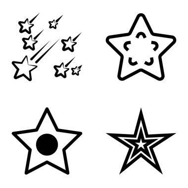 Yıldız1-2 Yıldız Şelalesi Düz Simge Seti Beyaz Arkaplanda İzole Edildi