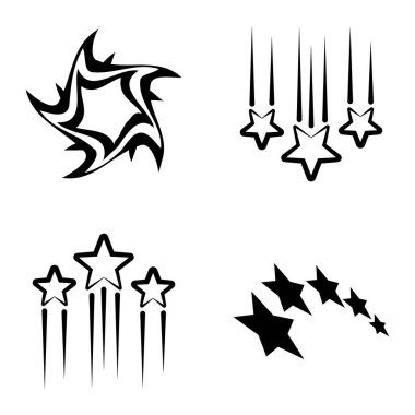 Yıldız1-2 Yıldız Şelalesi Düz Simge Seti Beyaz Arkaplanda İzole Edildi