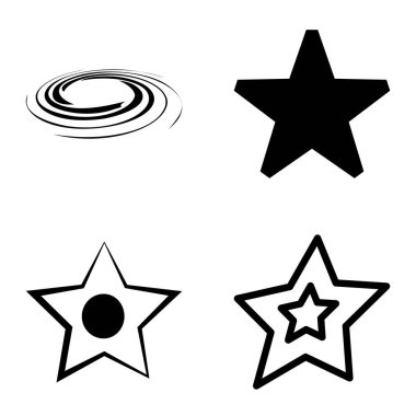 Yıldız1-2 Yıldız Şelalesi Düz Simge Seti Beyaz Arkaplanda İzole Edildi