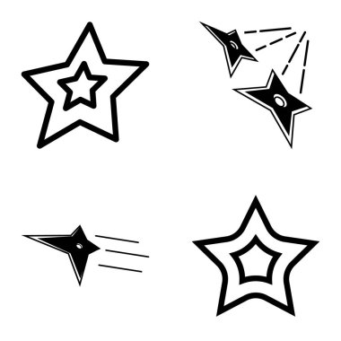 Yıldız1-2 Yıldız Şelalesi Düz Simge Seti Beyaz Arkaplanda İzole Edildi