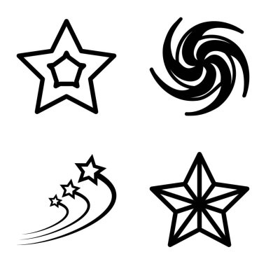 Yıldız1-2 Yıldız Şelalesi Düz Simge Seti Beyaz Arkaplanda İzole Edildi