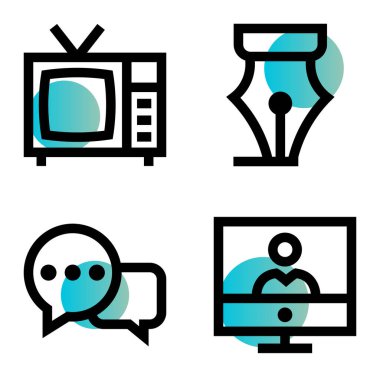 İletişim _ gradyan Düz Simge Seti Beyaz Arkaplanda İzole Edildi