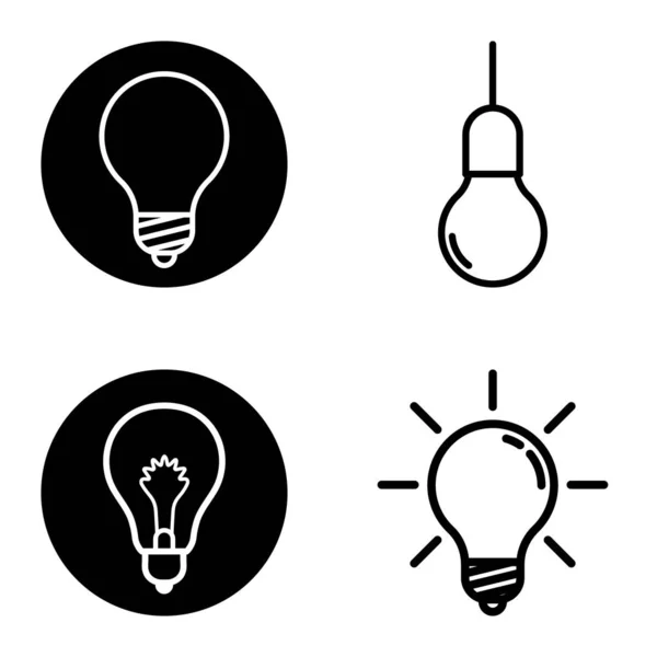 Lightbulbs1 Flat Icon Set Isolated White Background — 스톡 벡터