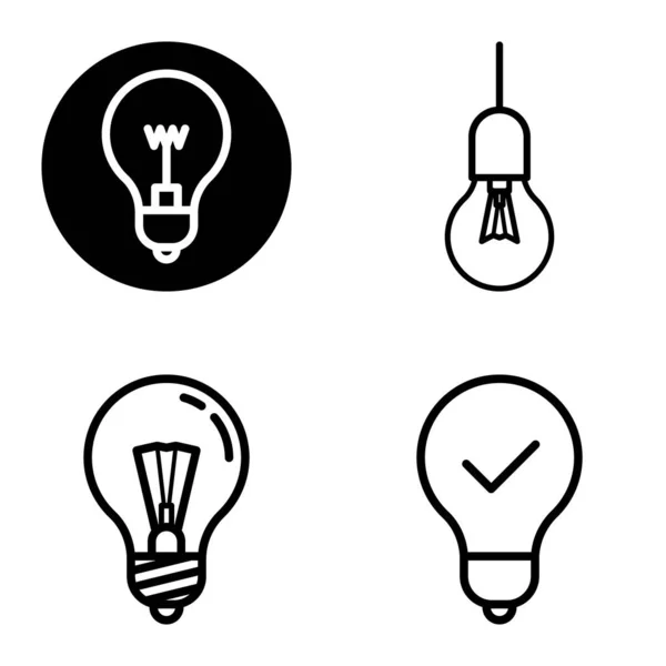 Ampoules Set Icônes Plates Isolées Sur Fond Blanc — Image vectorielle