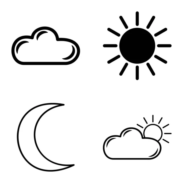 Weather Flat Icon Set Isolated White Background — Stock Vector