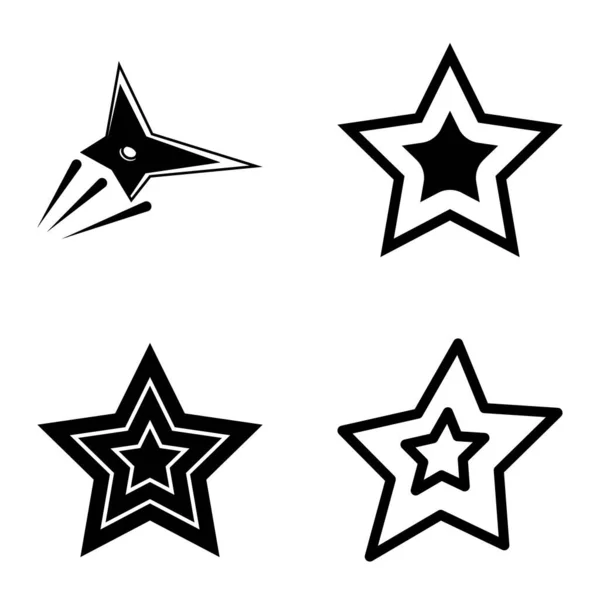 Stars1 2Starfall Icono Plano Conjunto Aislado Sobre Fondo Blanco — Vector de stock