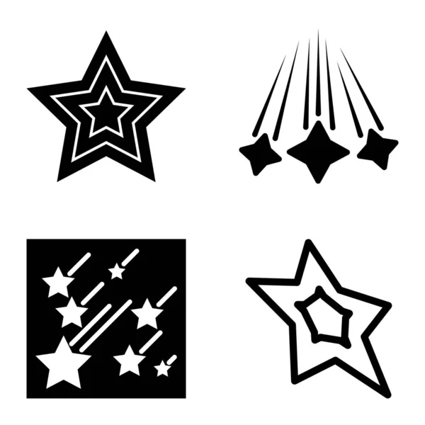 Stars1 2Starfall Flat Icon Set Απομονωμένο Λευκό Φόντο — Διανυσματικό Αρχείο