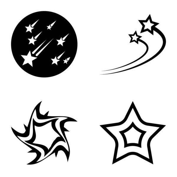 Stars1-2starfall Flat Icon Set Isolated On White Background