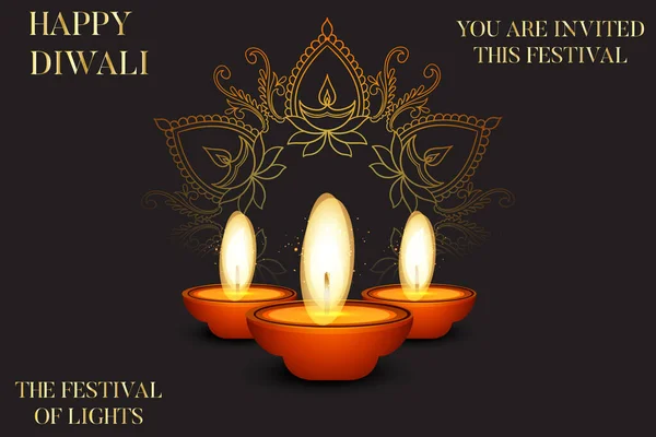 Happy Diwali Template Wallpaper Art — Fotografia de Stock