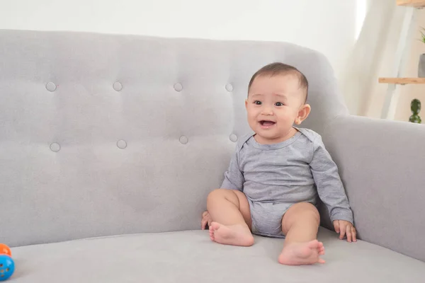 Smiling Baby Girl Toddler White Bodysuit — Stock Photo, Image