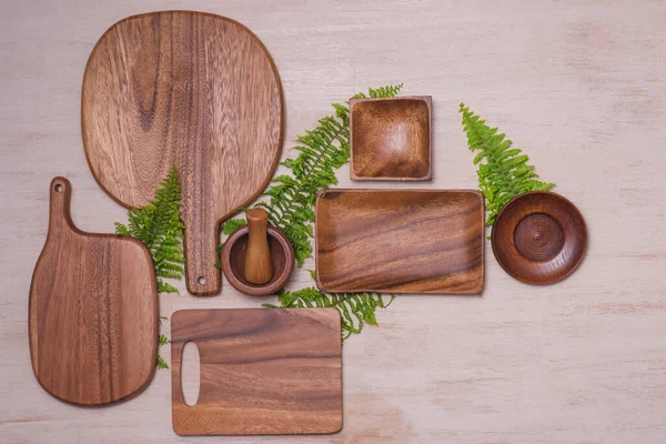 Wood Tableware Wooden Background - Stock-foto