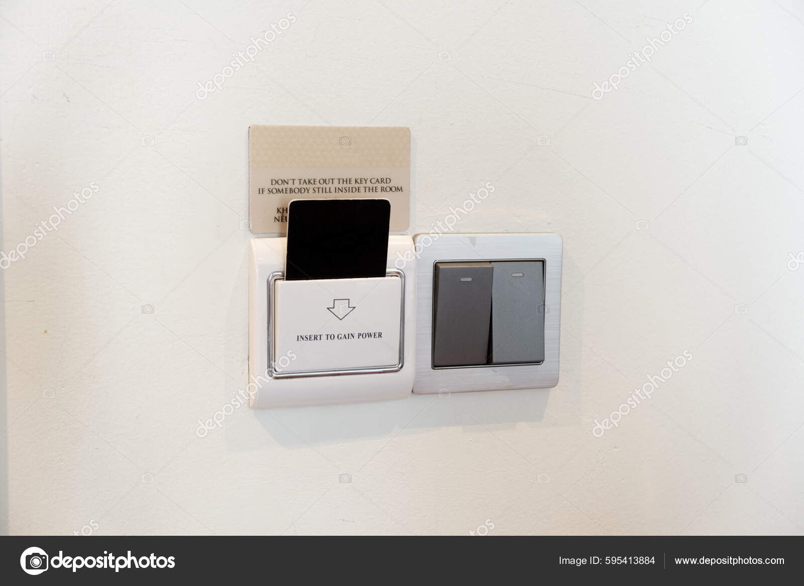 Insert Card Power Switch Lights Switch White Background Stock