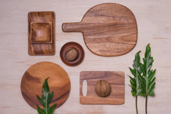 Set Kitchen Utensils Vintage Planked Wood Table Wooden Background — Stock Photo, Image