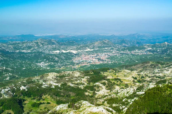 Vista Superior Para Cidade Cetinje Miradouro Topo Montanha Jezerski Perto — Fotografia de Stock