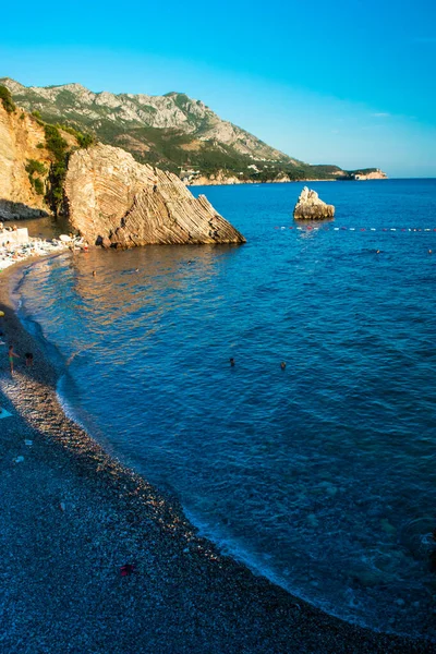 Hermosas Rocas Playa Piedra Pública Guijarros Rafailovici Esort Ciudades Mountenegro —  Fotos de Stock