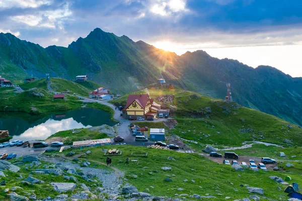 Krásná Krajina Vysokých Hor Při Západu Slunce Horní Pohled Ledovcové — Stock fotografie