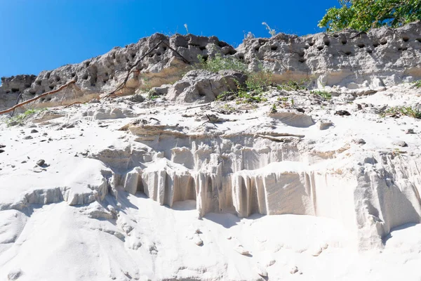 Close Terra Arenosa Ruínas Problema Erosão Solo Deslizamentos Terra Areia — Fotografia de Stock