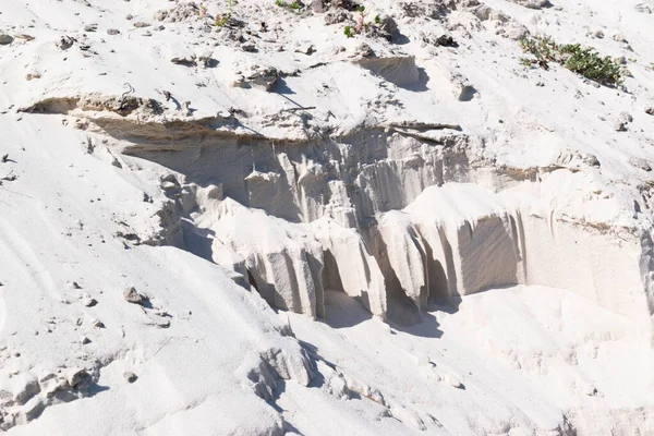 Aproape Ţărmul Nisipos Problema Eroziunii Solului Alunecărilor Teren Nisipul Năruie — Fotografie, imagine de stoc