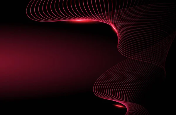Abstract Glowing Wave Red Lines Dark Background Technology Concept — Stock Photo, Image