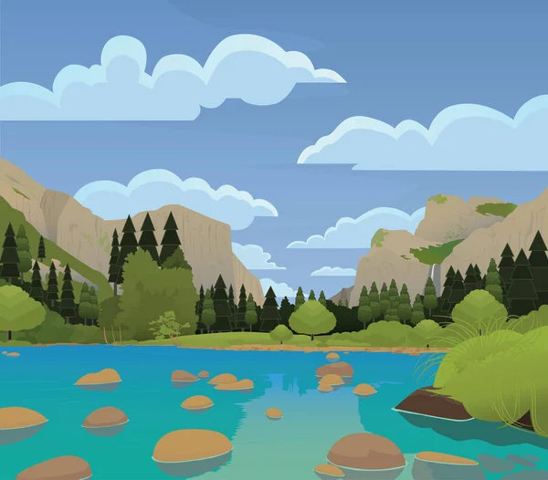 Yosemite Vadisi Düz Vektör İllüstrasyonu
