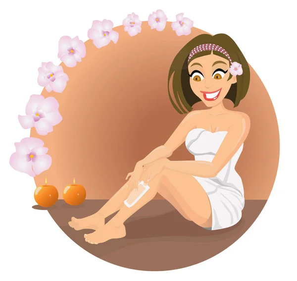 Sarışın kız balmumu vektör çizimi yapıyor