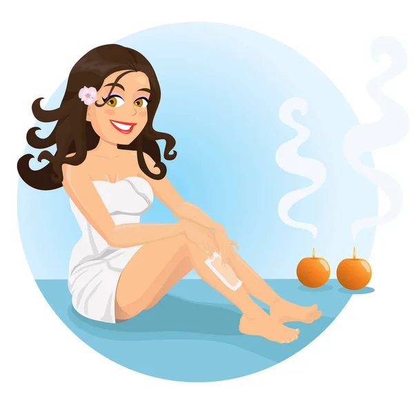 Esmer kız balmumu vektör çizimi yapıyor.