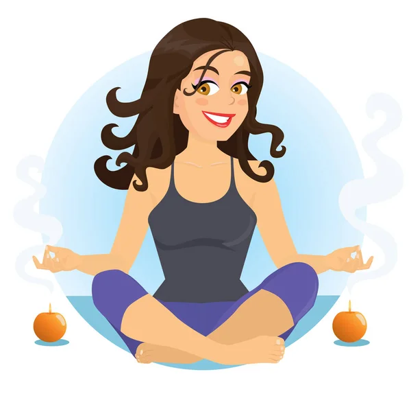 Yoga vektör illüstrasyonu yapan kız