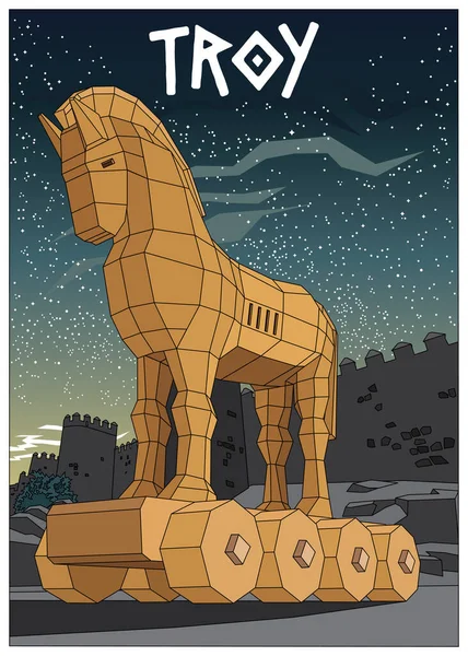 Troy Horse Vektor Illusztráció — Stock Vector