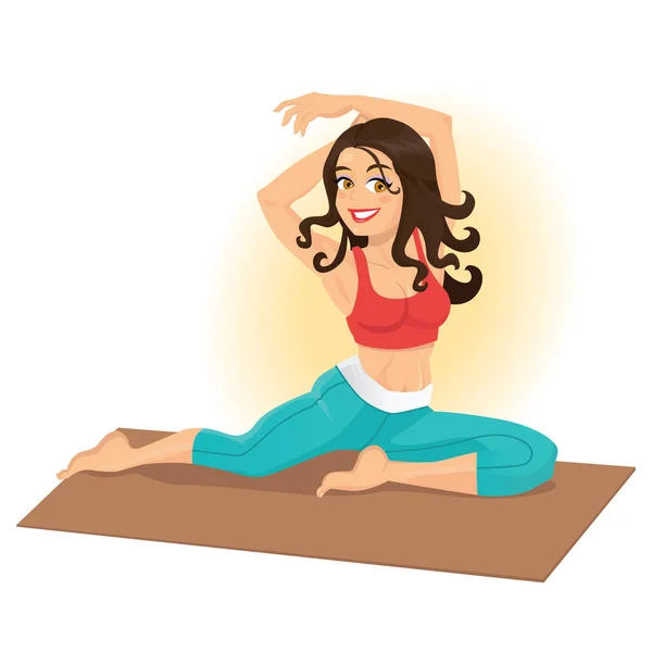 Esmer Kız Yoga vektör çizimi yapıyor