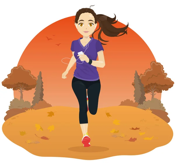 Sonbahar Vektör İllüstrasyonunda Kız Çalışıyor