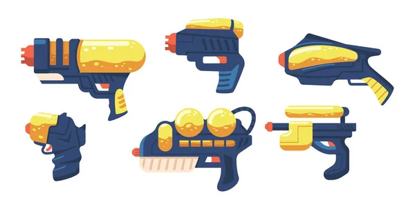 Set de pistolas de juguete para niños Water Blaster de diseño diferente, pistolas y armas Rayguns. Pistolas de juego para niños, Arma láser — Vector de stock