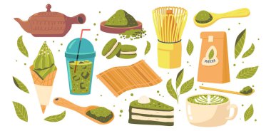 Set Tea Matcha Ürünleri, Ayrı Kase, İçecekle, Çay Tozu, Paketleme, Bambu Mat ve Kaşık, Tırnak, Seramik Kase