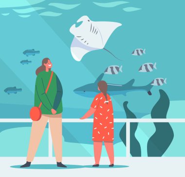 Halk Akvaryumunda Bebek Karakterleri, Okyanusu Ziyaret Eden Çocuklar, Aile Boş Zamanları ve Dinlenme, Hafta sonu Tatili