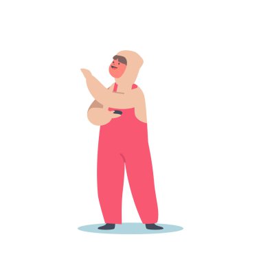 Mutlu Çocuk Kalın Giysiler Giyer Kahkahalar, Kış Tatili ve Kar Oyunları 'nın tadını çıkar. Çocuk Kız Karakteri Kandırma