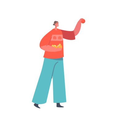 Oyuncakları Süsleme İçin Giyinik Kadın, Noel ve Yeni Yıl Kutlamaları İçin Kız Dekorasyon Evi