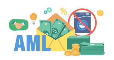Aml, Kara Para Aklamayla Mücadele. Dolarlı Zarf, Çapraz Çamaşır Makinesi, Yığın ve Bozuk Para, Ampul