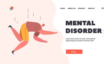 Zihinsel Bozukluk İniş Şablonu. Mutsuz Kişi Düşüşü. Tehlike, Kaza, Başarısızlık veya Umutsuzluk Konsepti. Umutsuz